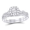 Diamond Twist Bridal Wedding Ring Band Set 5/8 Cttw 14kt White Gold