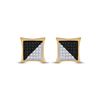 Image 2 : Mens Black Color Enhanced Diamond Square Earrings 1/4 Cttw 10kt Yellow Gold