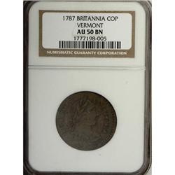 1787 COPPER Vermont Copper, BRITANNIA AU50 NGC