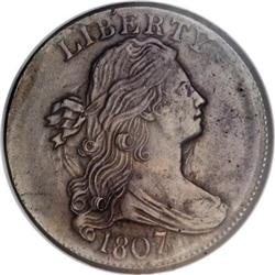 1807/6 1C Large 7 MS62 Brown NGC