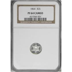 1864 3CS PR64 Cameo NGC