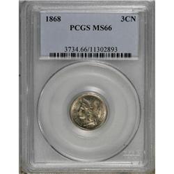 1868 3CN MS66 PCGS