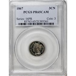 1867 3CN PR65 Cameo PCGS