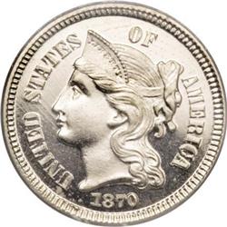 1870 3CN PR64 Deep Cameo PCGS