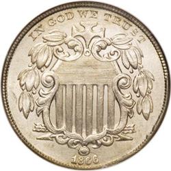 1866 5C Rays MS66 NGC