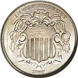 1867 5C Rays MS65 NGC