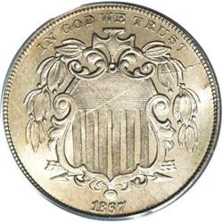 1867 5C Rays MS66 PCGS