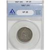 Image 1 : 1867 25C VF25 ANACS