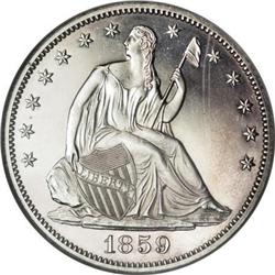 1859 50C PR65 Ultra Cameo NGC. CAC