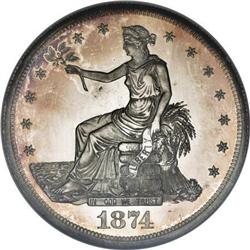 1874 T$1 PR65 Cameo NGC