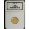 Image 1 : 1854 $3 MS61 NGC