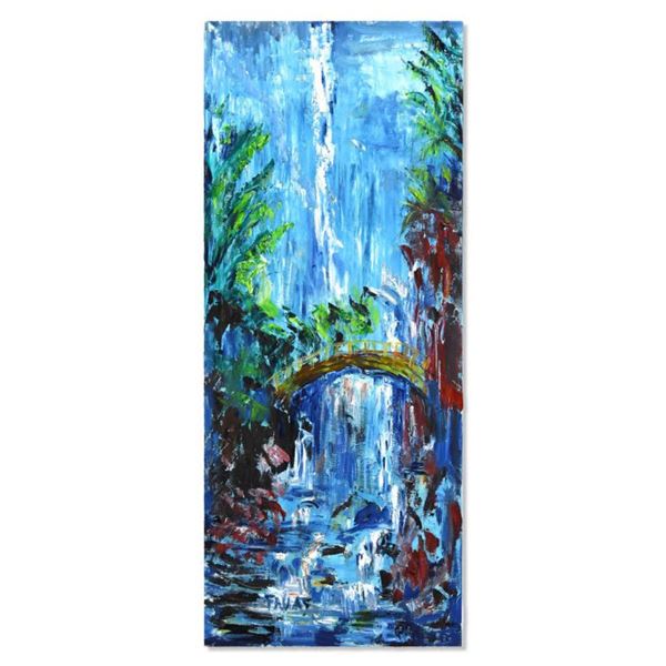 Elliot Fallas, "Paradise Waterfall" Original Oil Painting on Gallery Wrapped Canvas, Hand Signed wit