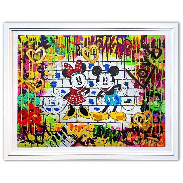 Nastya Rovenskaya- Original Mixed Media on Paper "Mickey & Minnie"