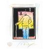 Image 2 : Peter Max- Original Mixed Media with Watercolor and Color Pencil "Man At Easel (B&W Series)"