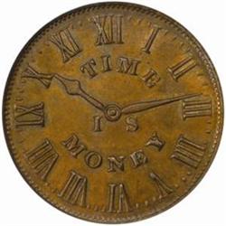 1837 Hard Times Token. Smith's Clock Establishment. HT-314, L-135. Rarity-1. MS-64 BN (NGC).