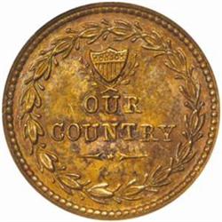 Undated (1861-1865) Patriotic Civil War Token. Our Country. Fuld-231/352Aa. Rarity-1. MS-65 BN (NGC)