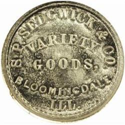 1864 Civil War Store Card. Bloomingdale, IL. Fuld-65A-2J. S.P. Sedgwick & Co., Goods. MS-65 (NGC).