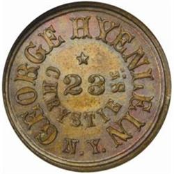 (1861-1865) Civil War Store Card. New York, NY. George Hyenlein CWT-630AL-7a Rarity-2. MS65BN (NGC)