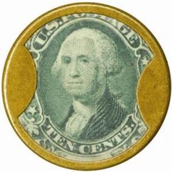 Encased Postage. John Gault. Ten Cents. HB-133, EP-116, Scott-97. Plain Frame. Choice AU-New.