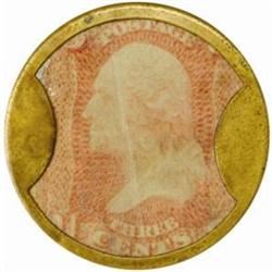 Encased Postage. North America Life Insurance Co. 3 Cents. HB-190 EP-53, Scott-141a. Plain Frame. EF