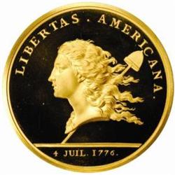1776 Libertas Americana Medal. 2001 Paris Mint Restrike. Gold. Superb Gem Proof.