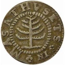 1652 Massachusetts Pine Tree Shilling. Noe-29. Rarity-3. Small Planchet. VF Cleaned, Scratched