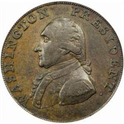1793 Washington Ship Halfpenny. Baker-18. Rarity-3. Lettered Edge. AU-50 (PCGS).