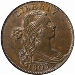 1803 Large Cent. S-254. Rarity-2. Small Date, Small Fraction. MS-63 BN (NGC).