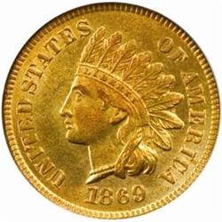 1869/69 Indian Cent. Snow-3, FS-008.3. MS-64 RD (PCGS).