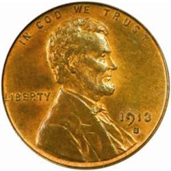 1913-S Lincoln Cent. MS-65 RB (PCGS).