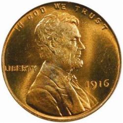 1916 Lincoln Cent. MS-66 RD (PCGS).