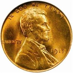 1917 Lincoln Cent. MS-66 RD (PCGS).