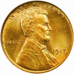 1917 Lincoln Cent. MS-66 RD (PCGS).