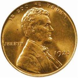 1920 Lincoln Cent. MS-66 RD (PCGS).