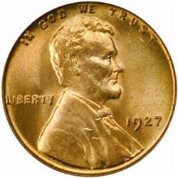 1927 Lincoln Cent. MS-66 RD (PCGS).