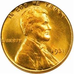 1931 Lincoln Cent. MS-66 RD (PCGS).