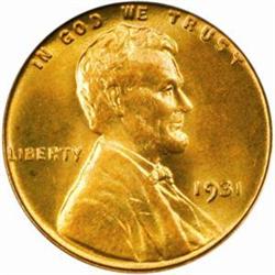 1931 Lincoln Cent. MS-66 RD (PCGS).