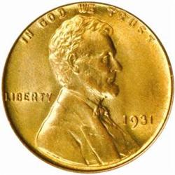 1931 Lincoln Cent. MS-66 RD (PCGS).