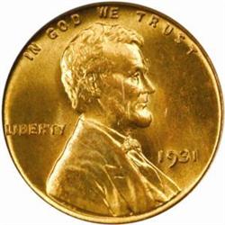 1931 Lincoln Cent. MS-66 RD (PCGS).