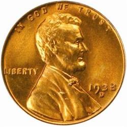 1938-D Lincoln Cent. MS-67 RD (PCGS).