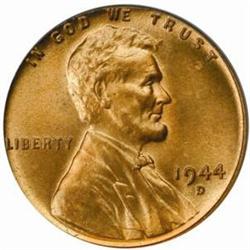 1944-D/S Lincoln Cent. FS-502/021. MS-65 RB (PCGS).