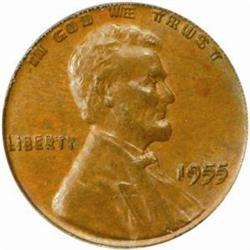 1955 Lincoln Cent. Doubled Die Obverse. AU-58 (PCGS).