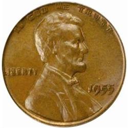 1955 Lincoln Cent. Doubled Die Obverse. AU-58 (PCGS).