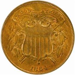 1864 Two-Cent Piece. Small Motto. MS-64 RB (PCGS).