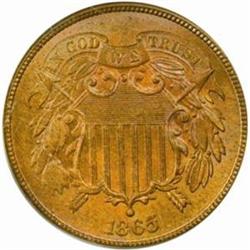 1865 Two-Cent Piece. MS-65 RB (PCGS).