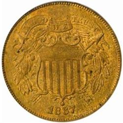 1867 Two-Cent Piece. FS-003. Doubled Die Obverse. MS-63 BN (PCGS).