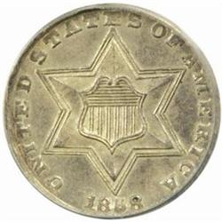 1858 Silver Three-Cent Piece. MS-63 (ANACS).