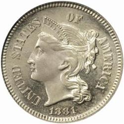 1881 Nickel Three-Cent Piece. Proof-65 (PCGS).