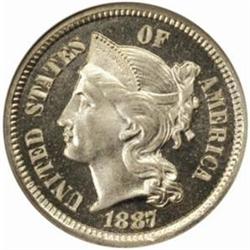 1887/6 Nickel Three-Cent Piece. Proof-66 Cameo (NGC).