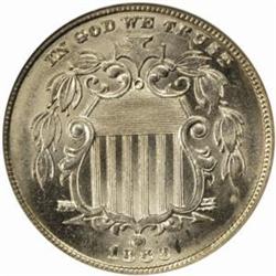1883 Shield Nickel. MS-66 (NGC).